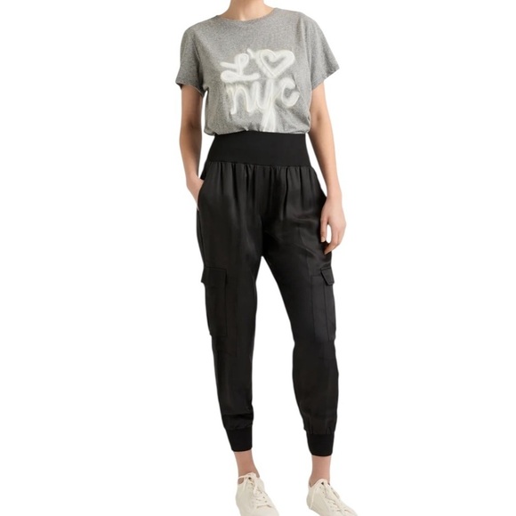 Cinq à Sept Black Satin Giles Cargo Pant - Picture 5 of 7